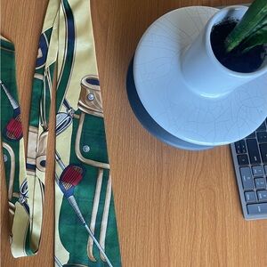 Polo By Ralph Lauren Green and Yellow Men's Golf Tie